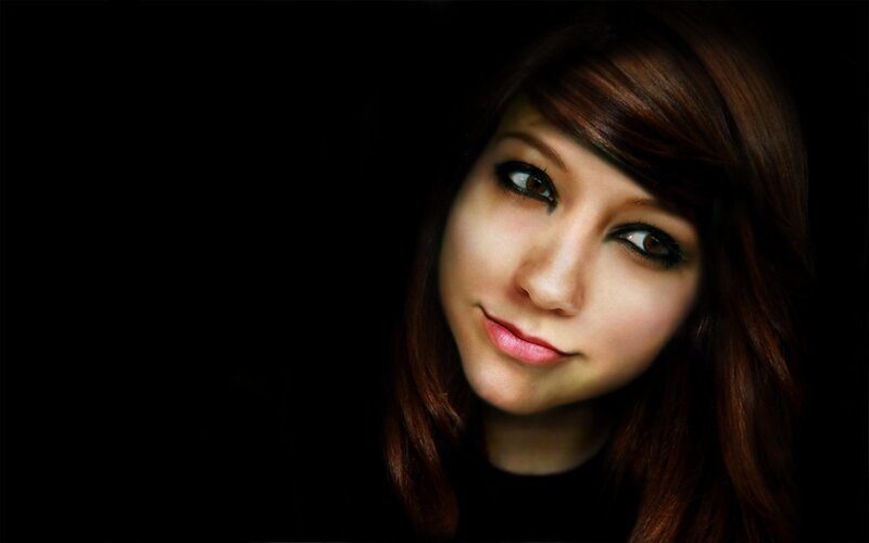 Woman with Brown Hair — Photograph, Black