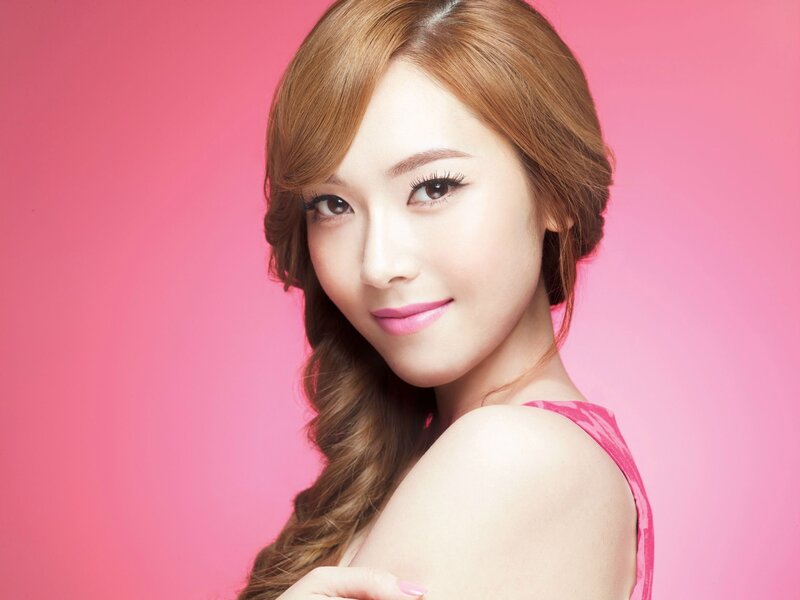 Woman with Brown Hair — Pink, Calm, Photograph, Pink Background, Makeup