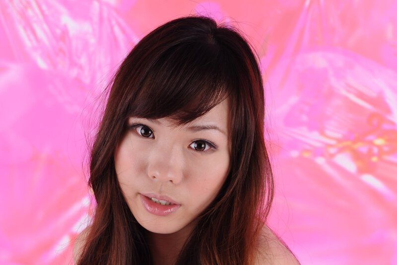Woman with Brown Hair — Pink, Pink Background