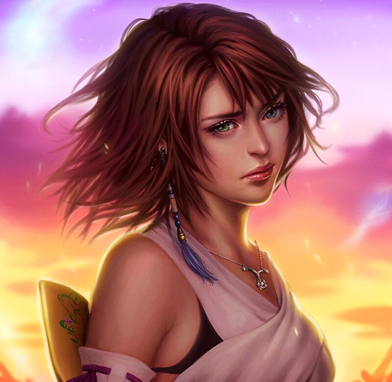 Woman with Brown Hair — Purple, Dramatic, Sunset, Digital Art