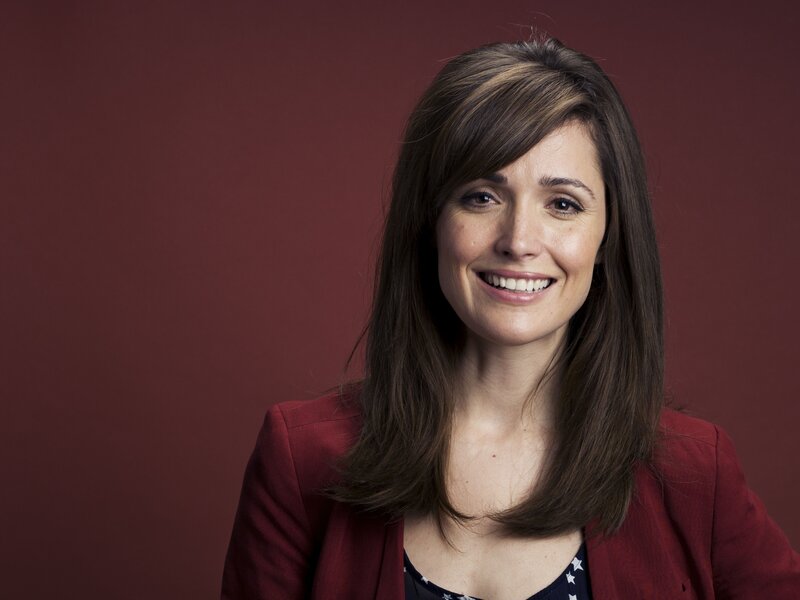 Woman with Brown Hair — Red, Neutral, Photograph, Blazer