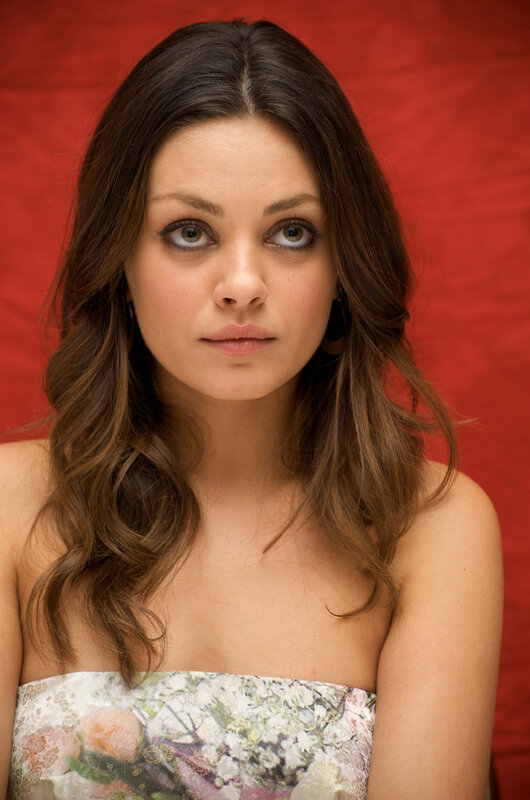 Woman with Brown Hair — Red, Neutral, Photograph, Red Background, Floral Dress