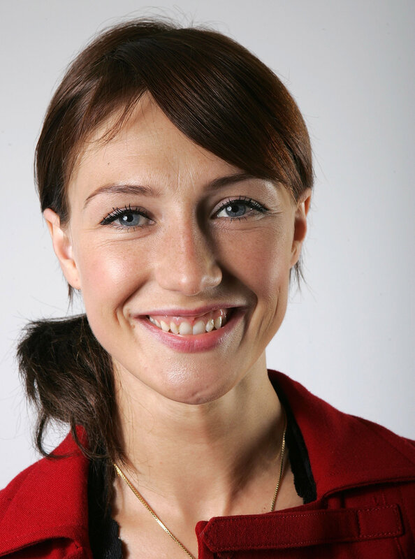 Woman with Brown Hair — Red, Neutral, Photograph, Red Jacket