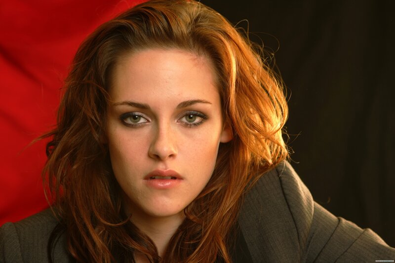 Woman with Brown Hair — Red, Serious, Photograph, Red Background