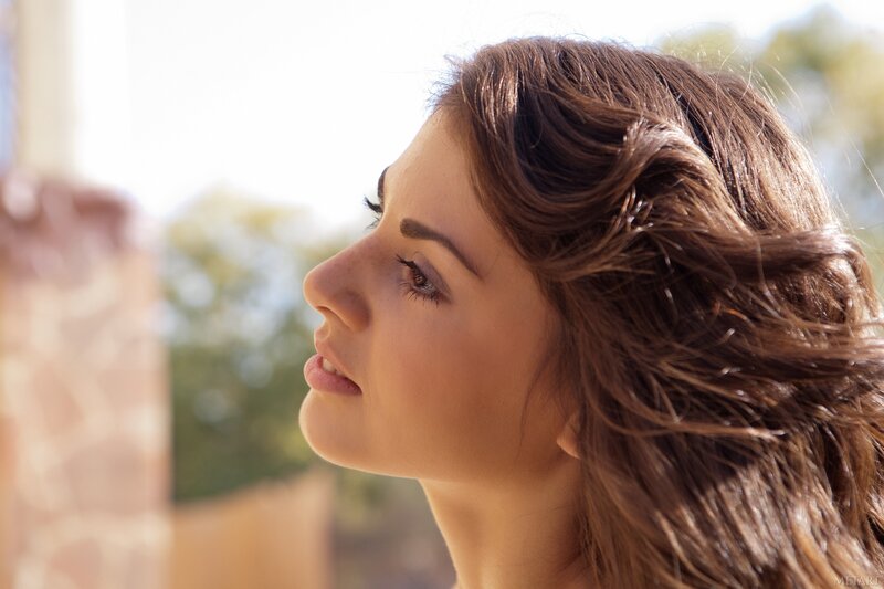Woman with Brown Hair — Serene, Afternoon, Photograph, Sunlight, Outdoor, Beige