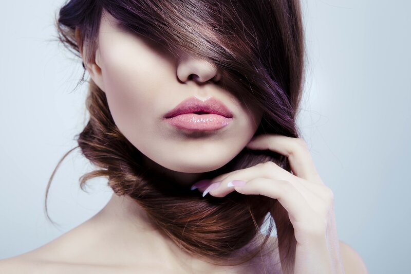 Woman with Brown Hair — Serene, Photograph, Lips