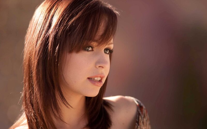 Woman with Brown Hair — Serene, Sunset, Photograph, Shoulder