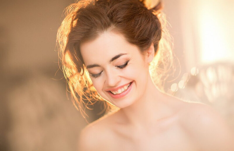 Woman with Brown Hair — Serene, Sunset, Photograph