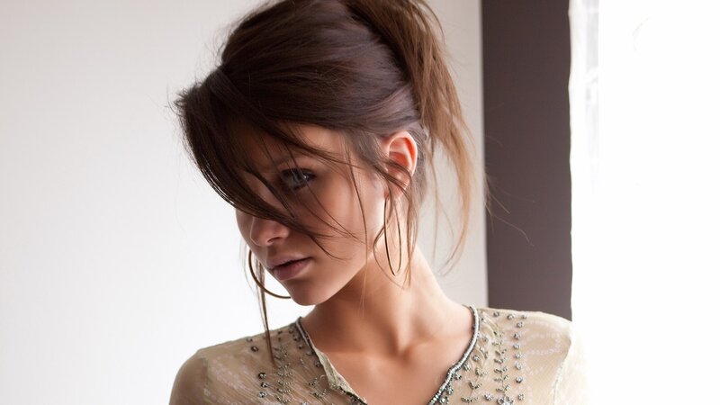 Woman with Brown Hair — White, Dramatic