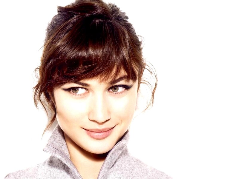 Woman with Brown Hair — White, Neutral, Photograph, Makeup, Coat