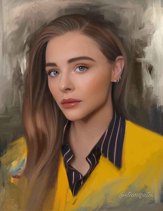 Woman with Brown Hair — Yellow, Neutral, Digital Art