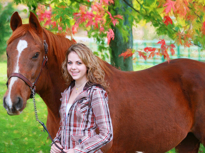 Woman with Brown Horse — Peaceful