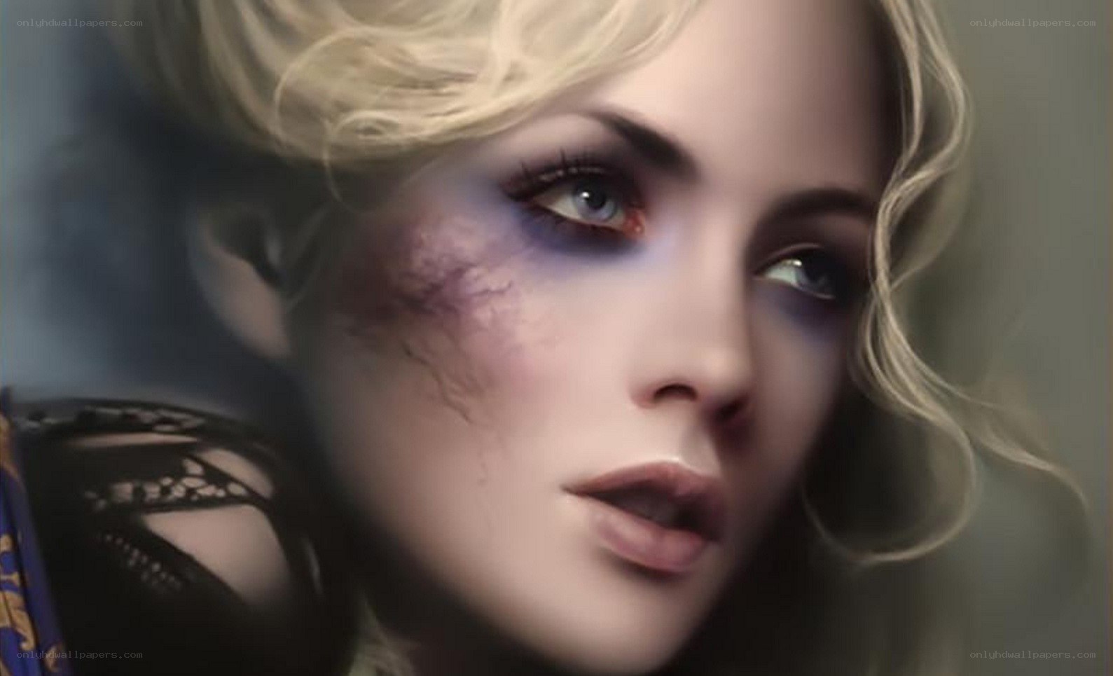 woman with bruised face