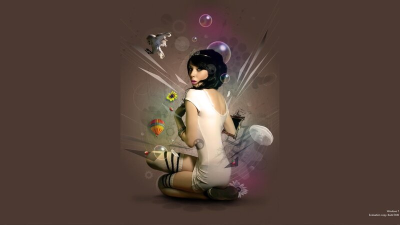 woman with bubbles and hot air balloon