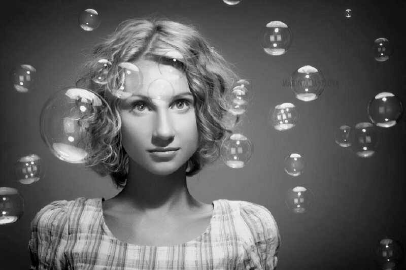 Woman with Bubbles — Black, Dreamy
