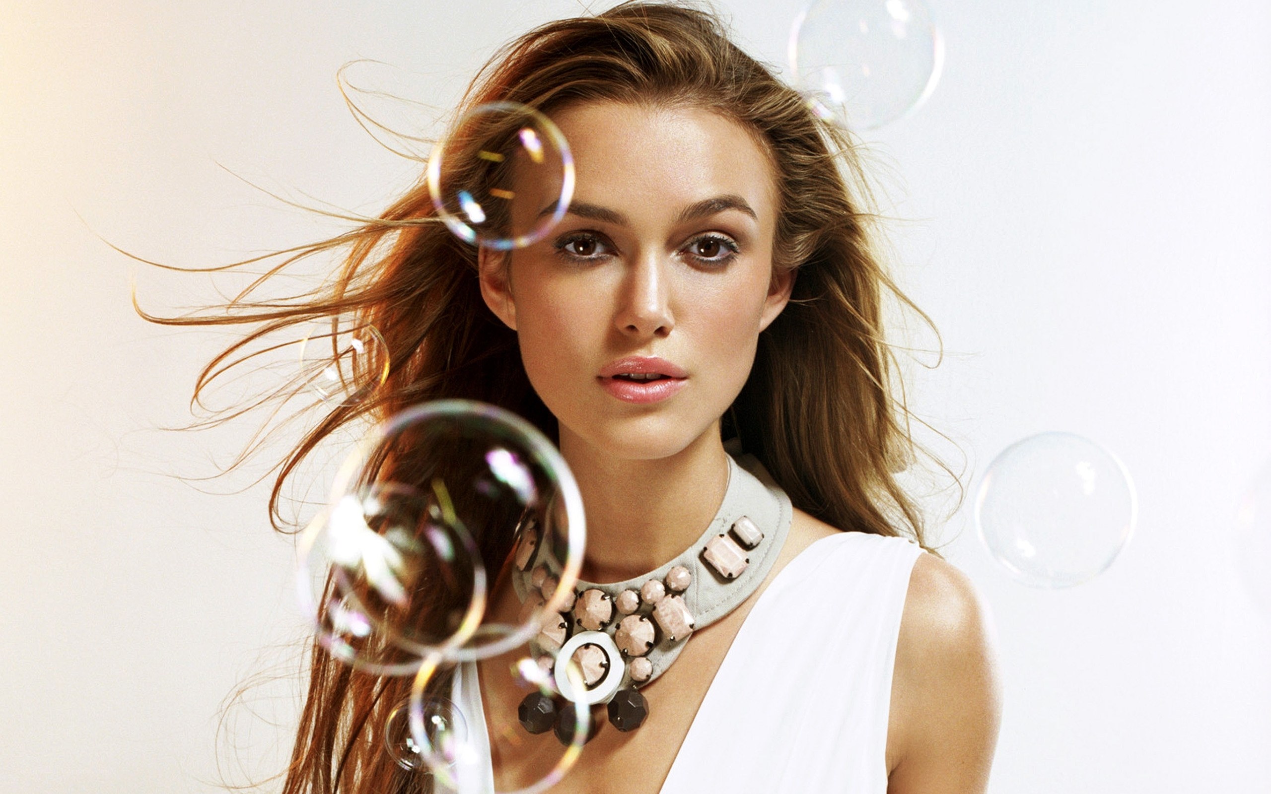 woman with bubbles in hair