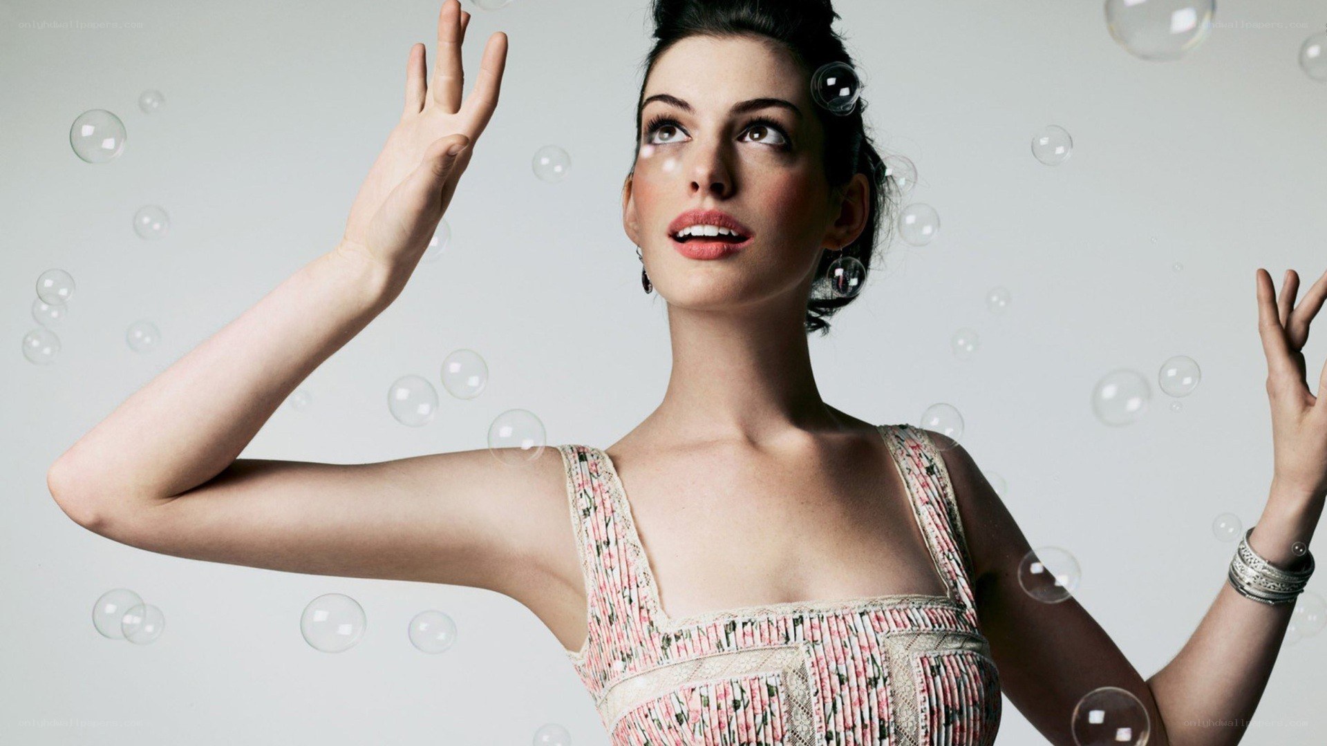 woman with bubbles in studio