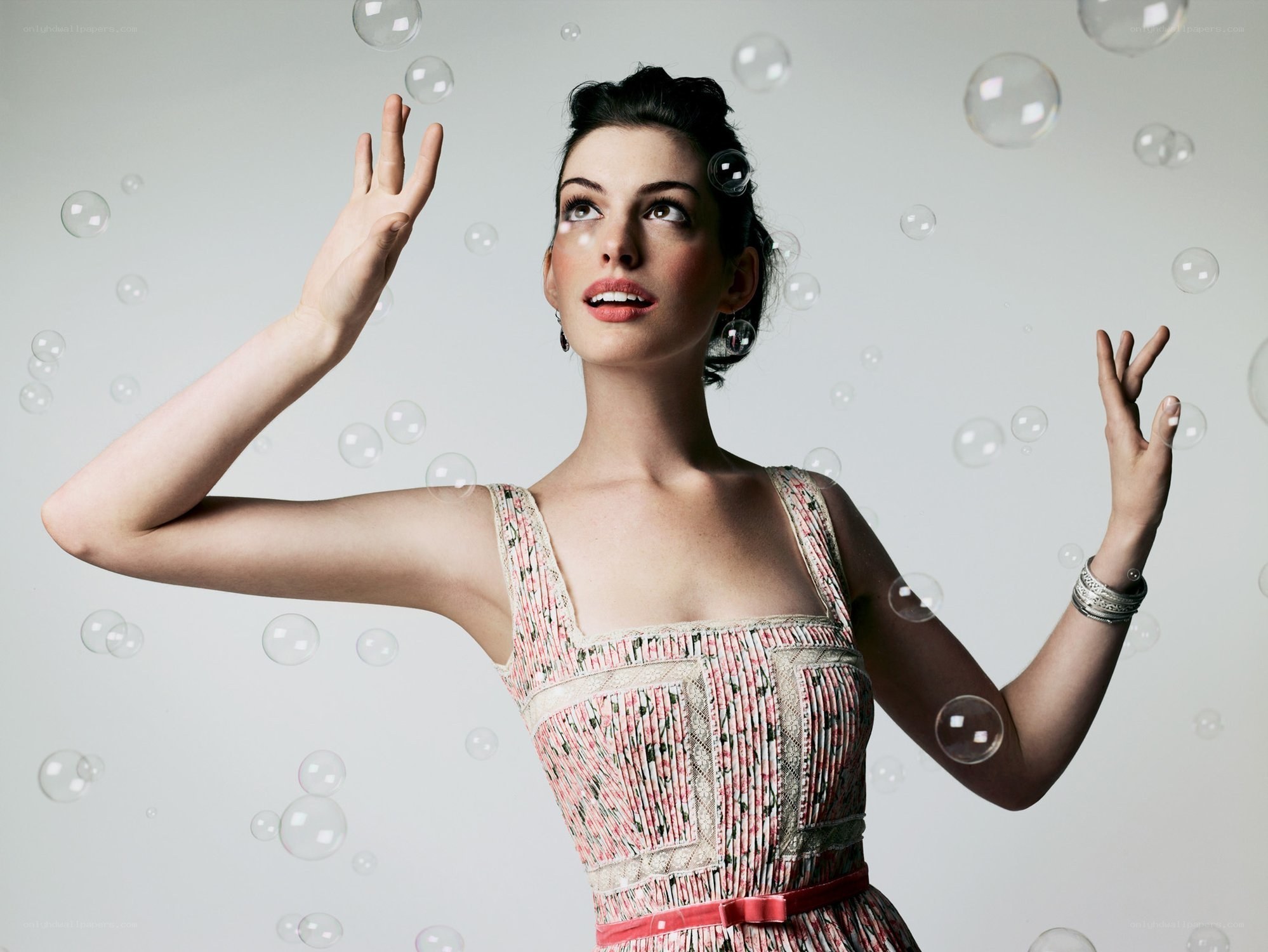woman with bubbles in studio