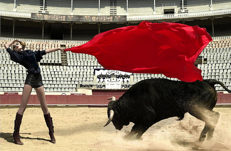 Woman with Bull in Arena