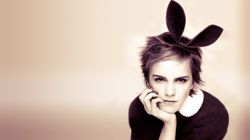 woman with bunny ears