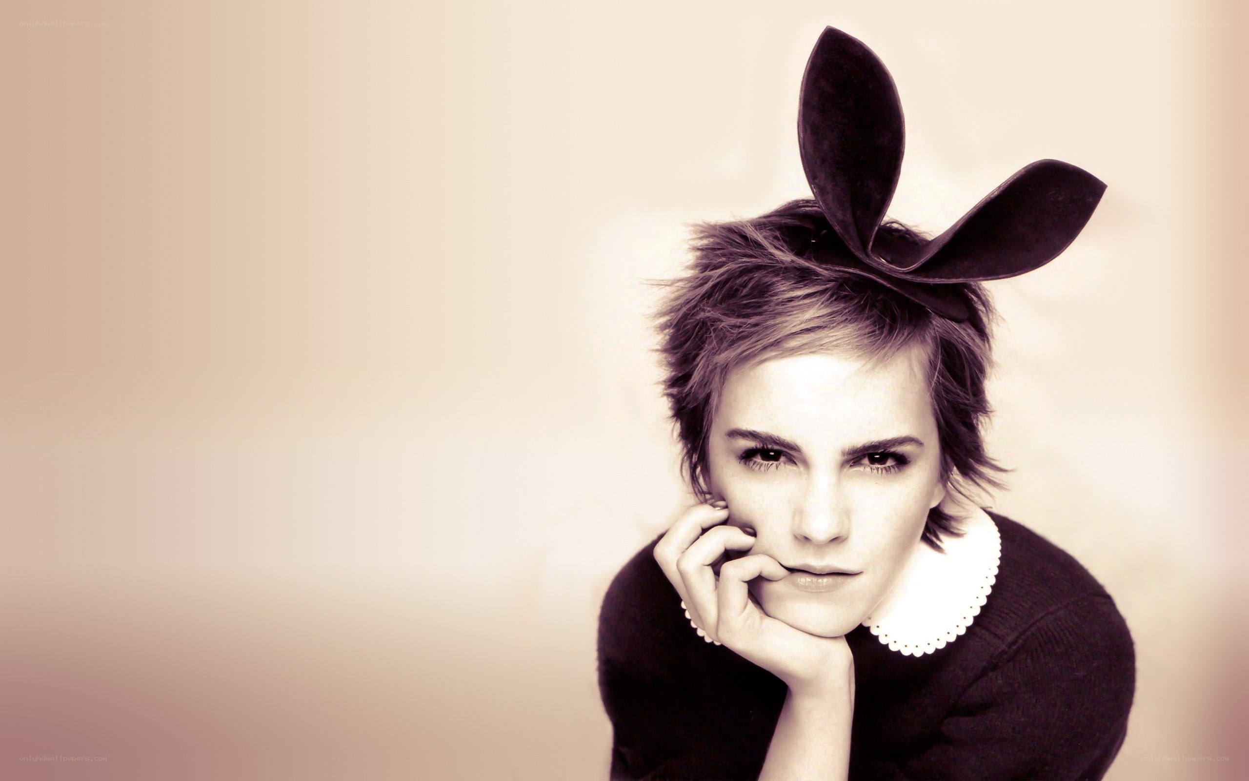 woman with bunny ears