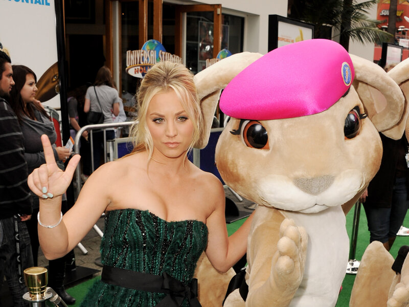 Woman with bunny mascot