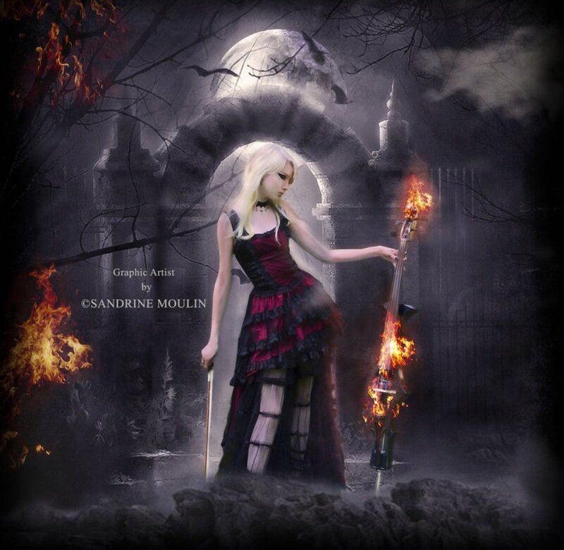 Woman with Burning Cello