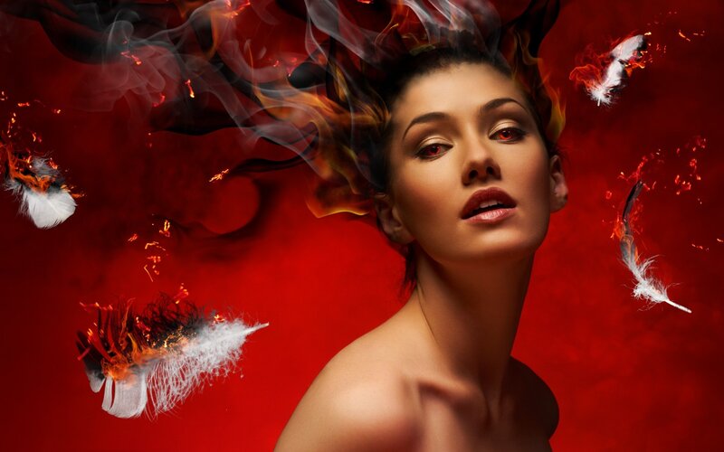 Woman with Burning Feathers