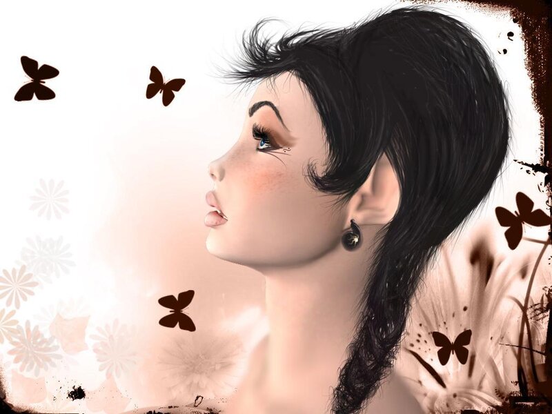 woman with butterflies