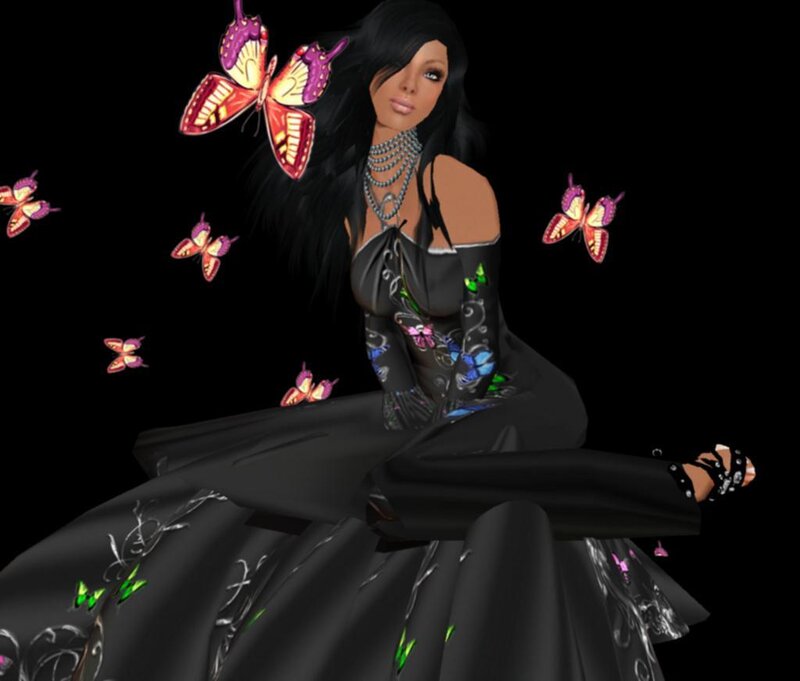 woman with butterflies