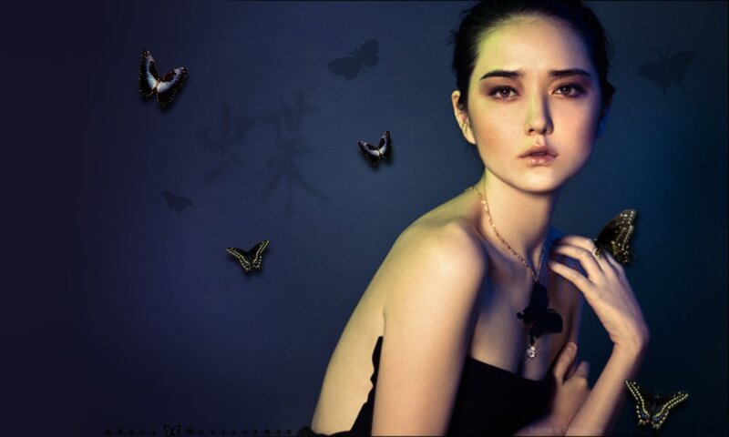 woman with butterflies