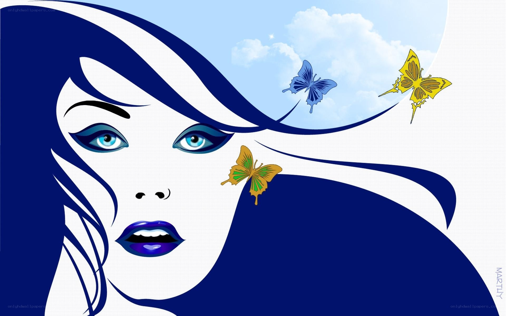 woman with butterflies