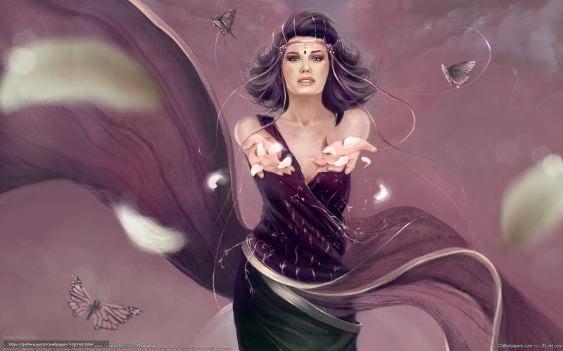 woman with butterflies and magic