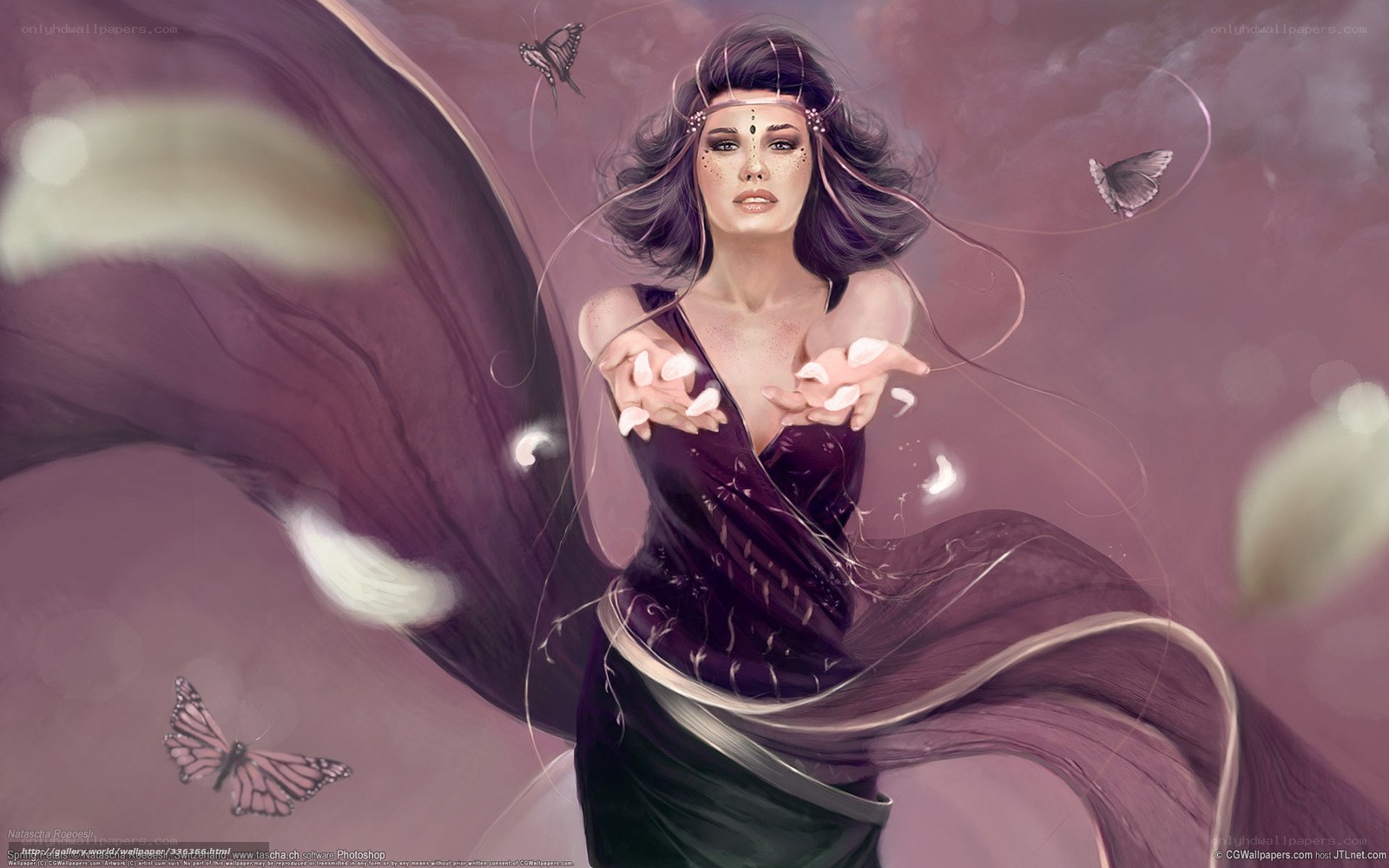 woman with butterflies and magic