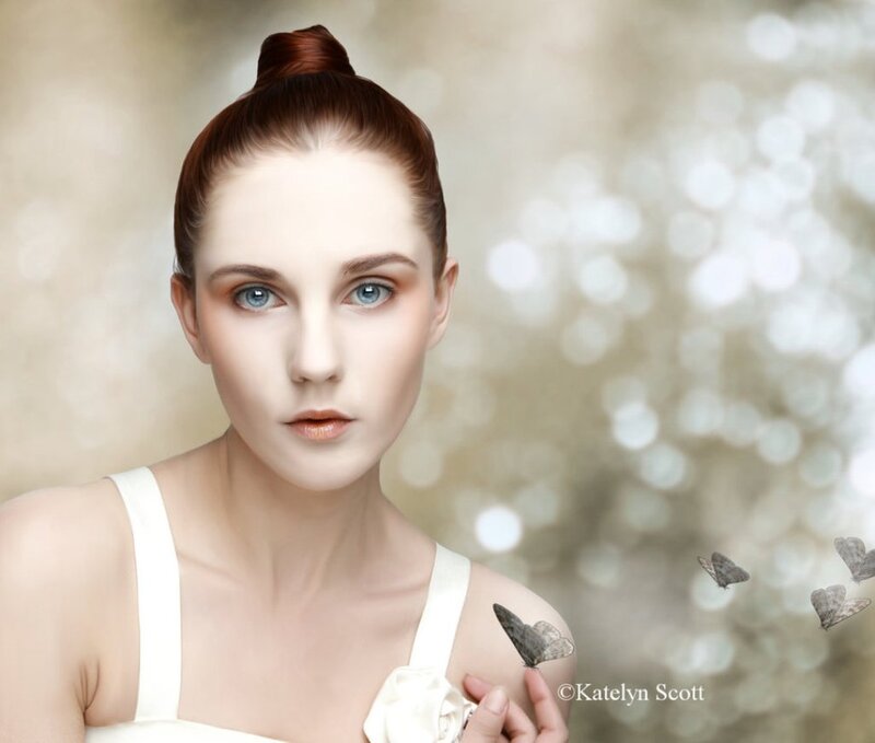 Woman with Butterflies — Beige
