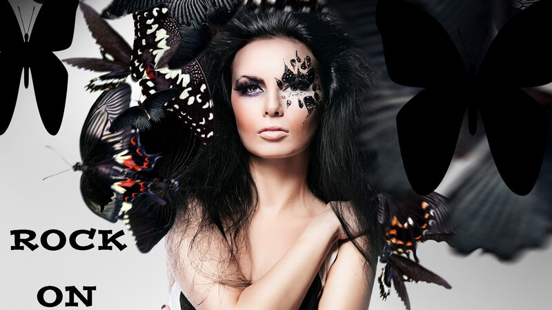 Woman with Butterflies — Black, Dramatic, Photograph, Makeup
