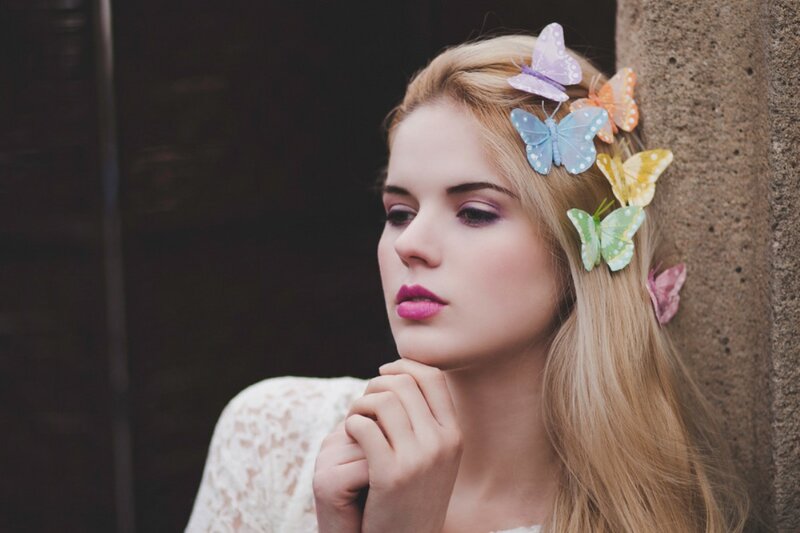 Woman with Butterflies in Hair — Blonde