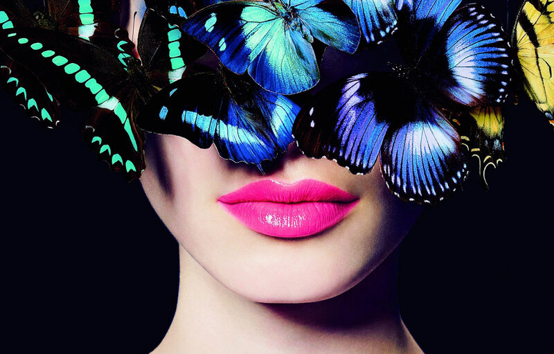 Woman with Butterflies — Pink, Dramatic