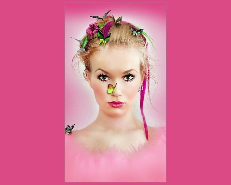 Woman with Butterflies — Pink