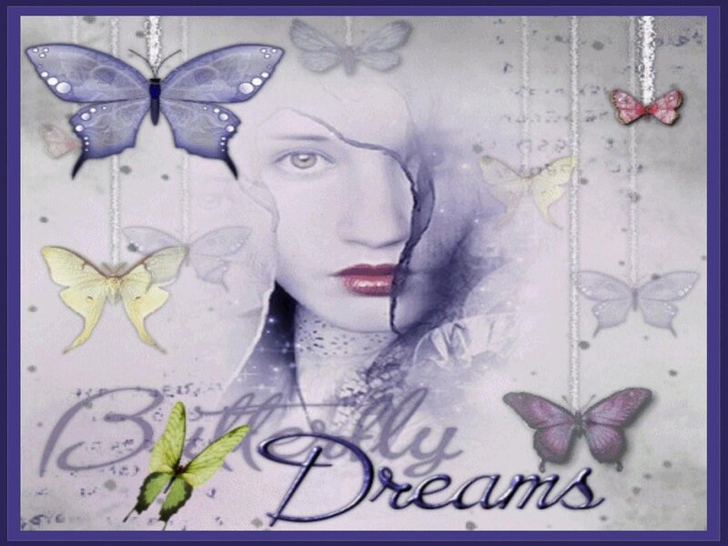 Woman with Butterflies — Purple, Dreamy, Digital Art