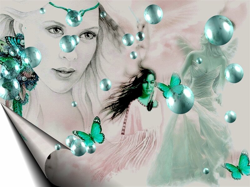 Woman with Butterflies — Teal