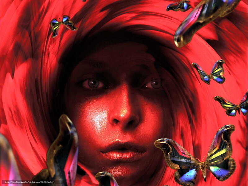 woman with butterflies