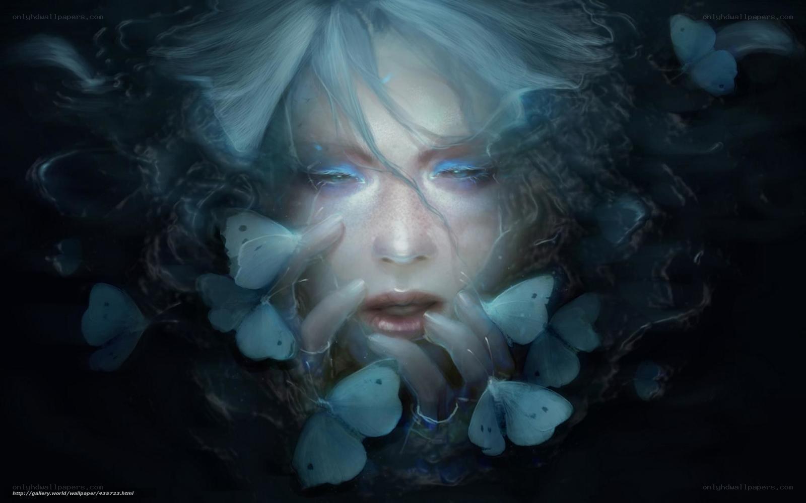 woman with butterflies underwater