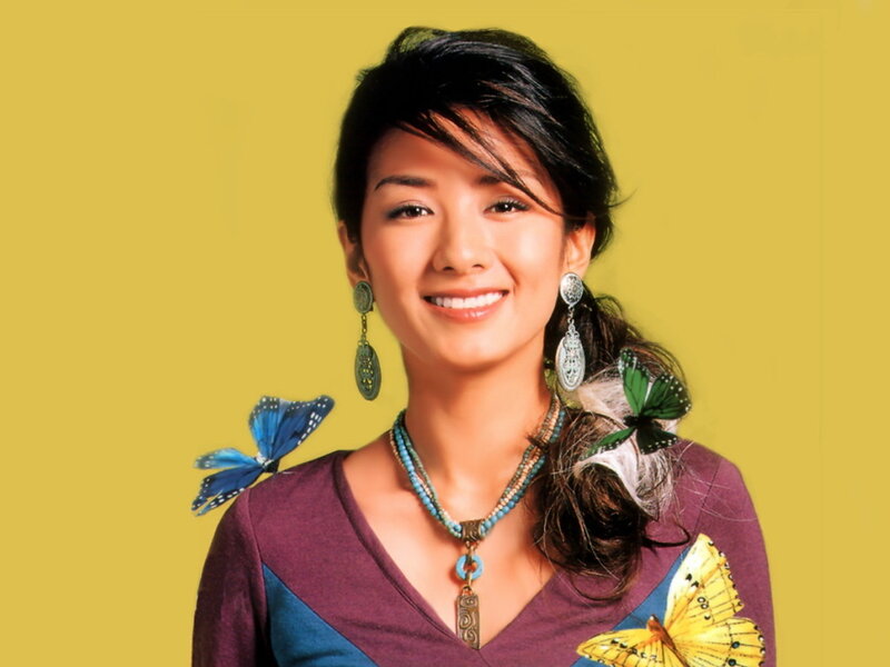 Woman with Butterflies — Yellow, Bright
