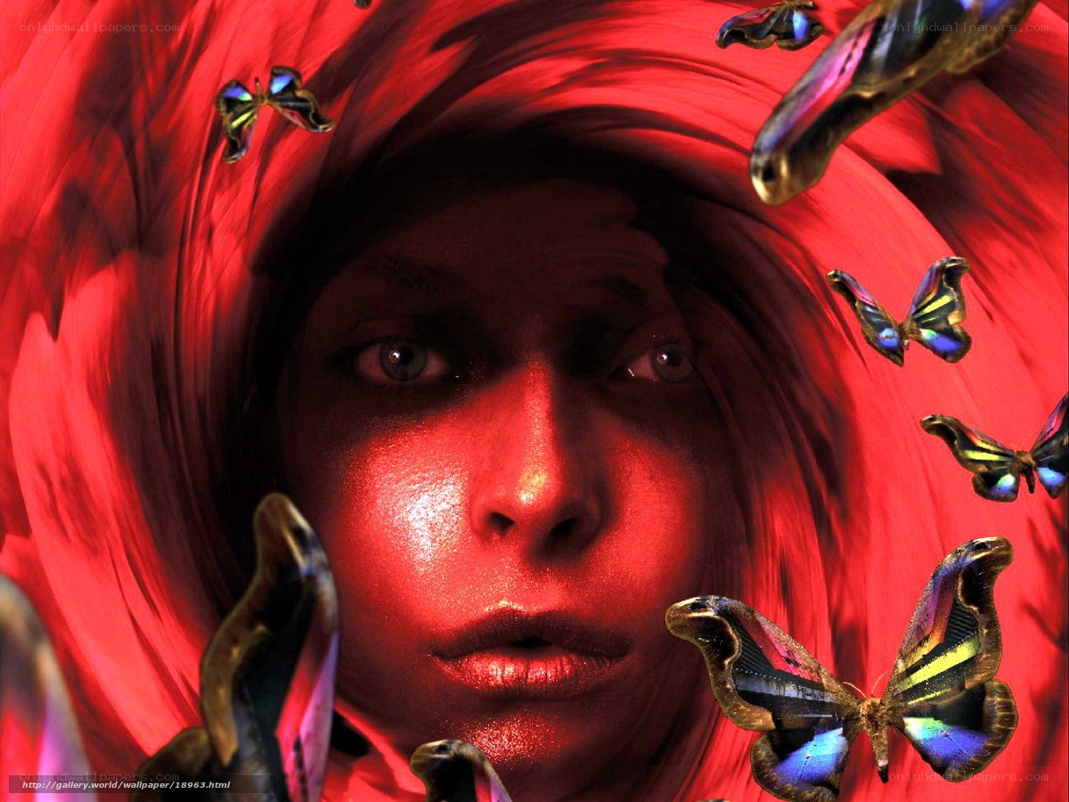 woman with butterflies