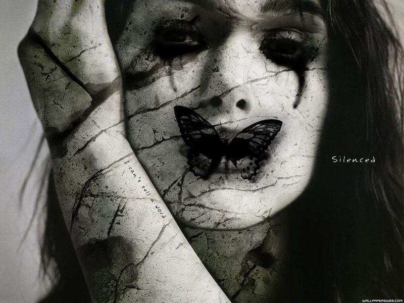 Woman with Butterfly — Black, Dramatic, Digital Art