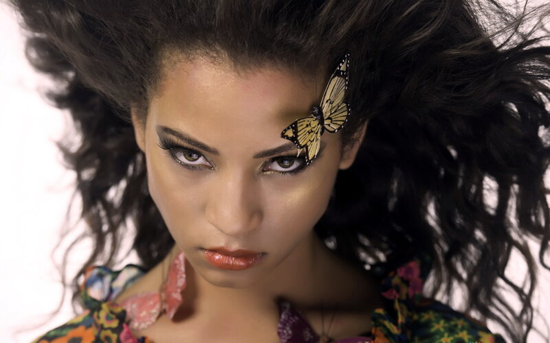 Woman with Butterfly — Black, Dramatic, Photograph, Makeup
