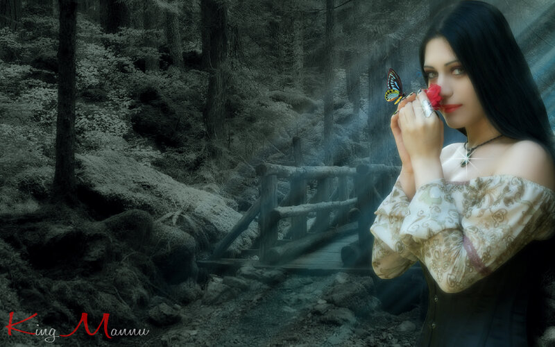 Woman with Butterfly — Black, Mysterious