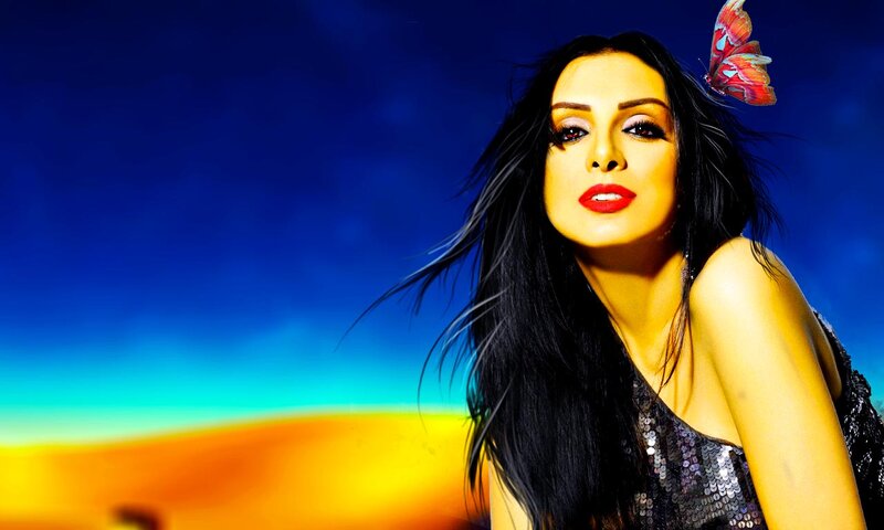 Woman with Butterfly — Blue, Dramatic, Sunset