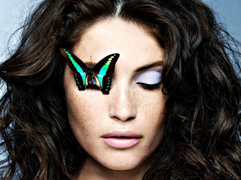 Woman with Butterfly — Brown, Dramatic, Photograph, Makeup